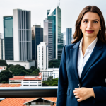**

"A professional businesswoman in a modest, tailored blazer and trousers, standing confidently in front of the São Paulo skyline during the day, fully clothed, appropriate attire, safe for work, perfect anatomy, natural proportions, professional corporate headshot, high quality"

**