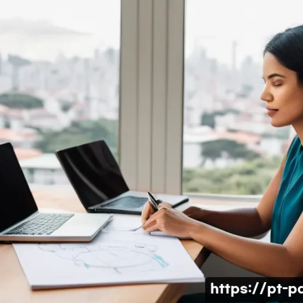 제품디자인 자격증 시험 성공을 위한 동기부여 - **A Focused Journey to Certification:**
A determined woman, in her early 30s, of diverse Brazili...