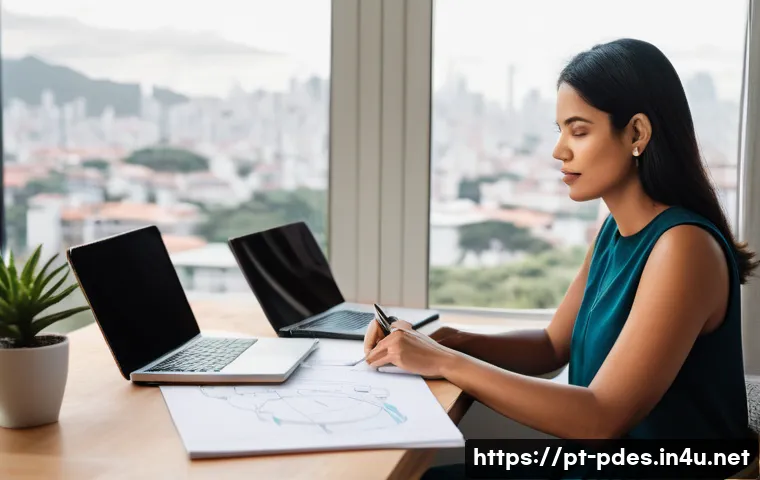 제품디자인 자격증 시험 성공을 위한 동기부여 - **A Focused Journey to Certification:**
A determined woman, in her early 30s, of diverse Brazili...
